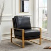 LeisureMod Jefferson Accent Arm Chair Upholstered in Faux Leather with Gold Stainless Steel Frame - 2 of 4