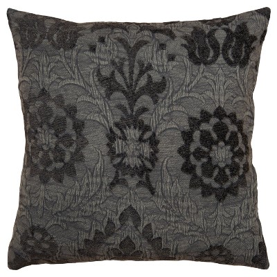 20"x20" Oversize Floral Print Square Throw Pillow Gray - Rizzy Home