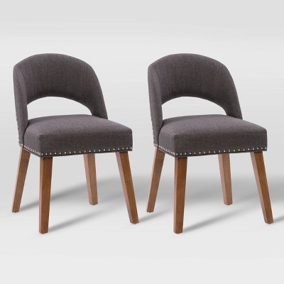 Set of 2 Tiffany Upholstered Dining Chairs Dark Gray - CorLiving