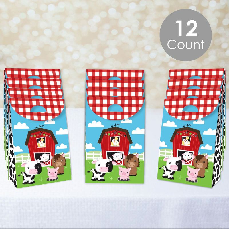 Big Dot of Happiness Farm Animals - Barnyard Baby Shower or Birthday Gift Favor Bags- Party Goodie Boxes - Set of 12, 2 of 9