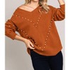Women's Pearl V-Neck Sweater - Cotton Bleu - 4 of 4