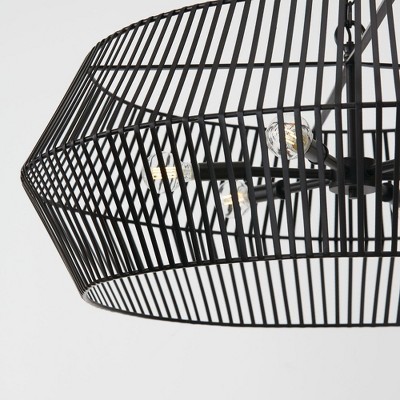 Kaiya Matte Black 31" Wide Metal Drum Chandelier