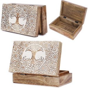 Hand Carved Wooden Keepsake Box, Elegant Vintage Memory Storage Box for Jewelry and Valuables, Gift for All Occasions - 1 of 4