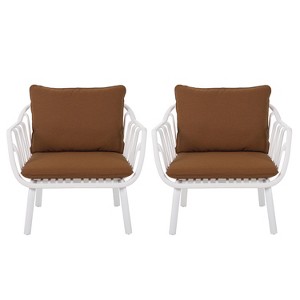 GDFStudio Larla Outdoor Club Chairs with Water-Repellent Cushions (Set of 2) - 1 of 4