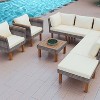 ELJGET 9-Piece Patio Furniture Set, Outdoor Conversation Set with Acacia Wood Legs and Tabletop - 2 of 4