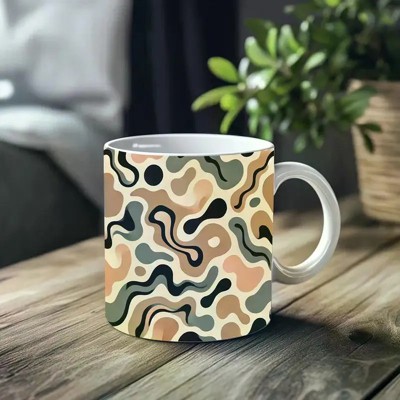 1pc_Abstract Pattern ceramic cup 11 ounces, coffee/tea/wine glass, suitable for Valentine's Day, birthdays, home decor