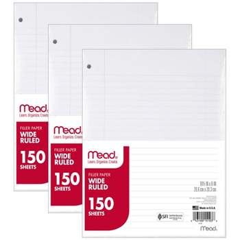 Five Star® Reinforced Filler Paper, Wide Ruled, 8 x 10 1/2, 80 Sheets/Pack,  6 Pack, Filler Paper