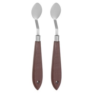 Unique Bargains Stainless Steel Wood Handle Flexible Polished Painting Mixing Knife 2 Pcs - 1 of 4