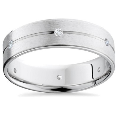 Pompeii3 Mens 14K White Gold Diamond Comfort Fit Wedding Band