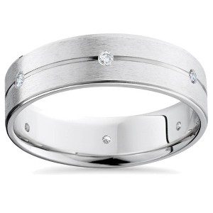 Pompeii3 Mens 14K White Gold Diamond Comfort Fit Wedding Band - 1 of 2