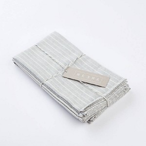 Meema Grey Striped Cotton Napkin - Set Of 4 - 1 of 4