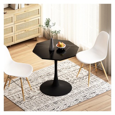 ODK 31.5" Modern Octagonal Dining Table, Pedestal Dining Tables with MDF Table Top for 2-4,Tulip Table Coffee Tables with Round Top for Living Room