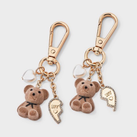 Брелоки Art Class Girls' BFF Teddy Bear Bag Charm with Broken Hearts 2ct - art class™ Brown