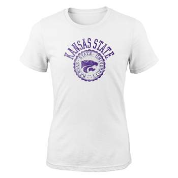 NCAA Kansas State Wildcats Girls' White Crew T-Shirt