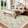 Floral Rugs for Living Room Bedroom Farmhouse Geometric Area Rugs Soft Low Pile Non-Slip Indoor Mat for Living Room Bedroom - 2 of 4
