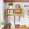 Costway 2-Tier Solid Teak Wood Bathroom Shelf with Towel Bar Stainless Steel Hanging Rod - 4 of 4