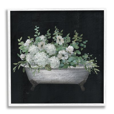Stupell Vintage Bathtub Botanical White Flowers Framed Giclee