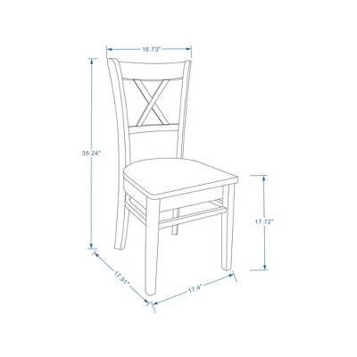 White Upholstered Cross Back Solid Wood Side Chair