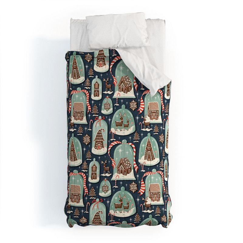 Heather Dutton Gingerbread Village Blue Comforter + Pillow Sham(s) - Deny Designs, 1 of 4