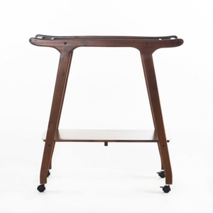 Christopher Knight Home Verdes Bar Cart Mahogany: Traditional Hardwood Serving Cart with Casters/Wheels - 1 of 4