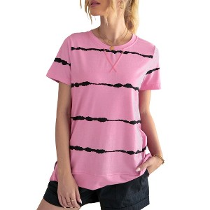 Women's Loose Casual Tunic Tee Shirt - Stylish Top With Side Split - 1 of 4
