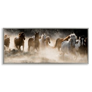 Stupell Industries Striking Horse Herd Galloping Framed Giclee Art, Gray, 30" x 13" - 1 of 4