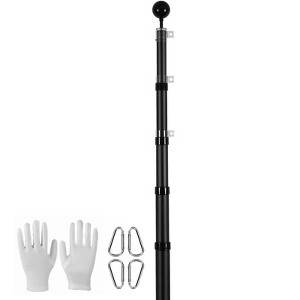 VEVOR 20FT Telescoping Flag pole Kit, Aluminum Alloy in Ground Flag Poles for Outside, 3 Display Modes Flagpole with 3x5 American Flag, Black - 1 of 4
