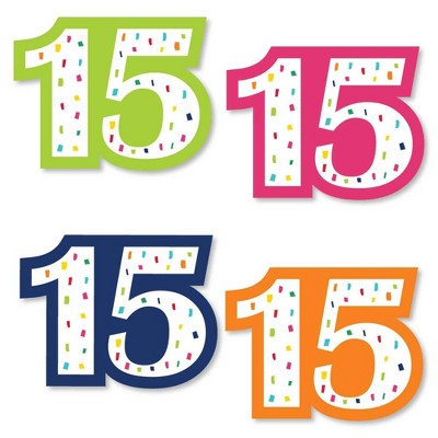 Big Dot of Happiness 15th Birthday - Cheerful Happy Birthday - DIY Shaped Colorful Fifteenth Birthday Party Cut-Outs - 24 Count