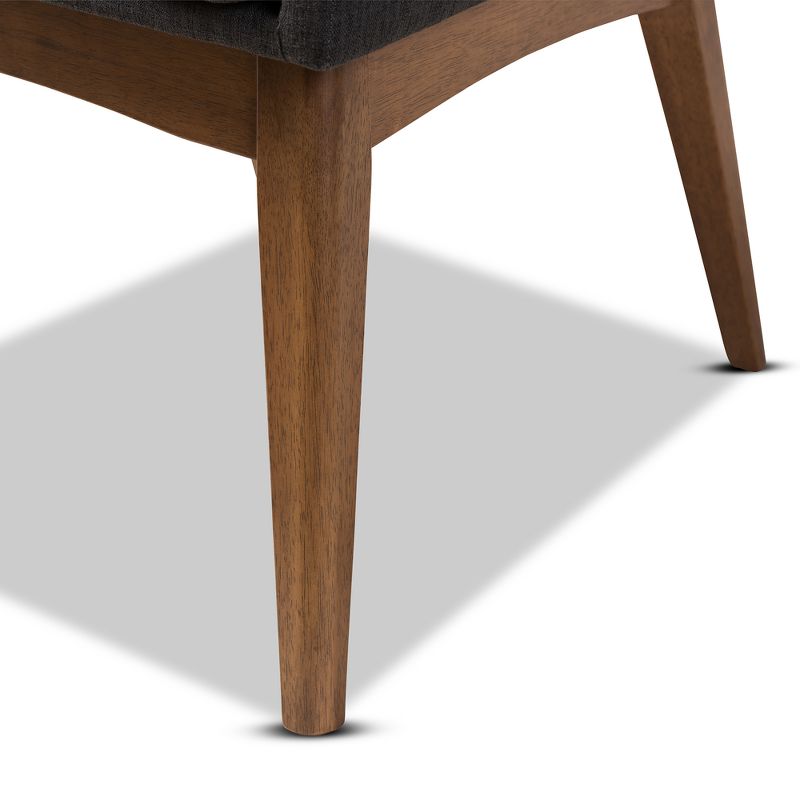 Set of 2 Nexus Mid Century Modern Walnut Wood Fabric Upholstered Dining Armchair - Baxton Studio, 5 of 9