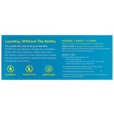 ECOS Laundry Detergent Sheets - Magnolia & Lily - 7.9oz/64 loads: Hypoallergenic, Dermatologist Tested, Household Sheets