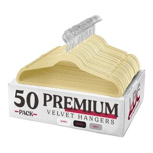 30/50 Non Slip Velvet Hangers Premium Heavy Heavy Duty Clothes Hangers with 360 Swivel Hook - Lux Decor Collection - 1 of 3