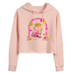 Women's - Peanuts - Sally Rainbow Swing Cropped Graphic Hoodie - 1 of 4