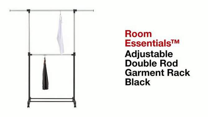 Adjustable Double Rod Garment Rack Black - Room Essentials&#8482;, 2 of 12, play video