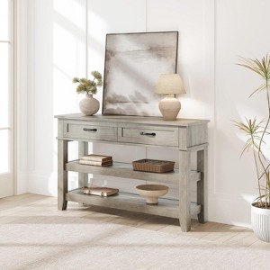 47.2" 2 Tier Entryway Console Table with 2 Storage Drawers, 3 Tier Farmhouse Wooden Sofa Table, for Entryway, Living Room - 1 of 4