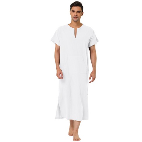 Lars Amadeus Men's Nightshirt Short Sleeves Cotton Sleep Shirt V-neck ...