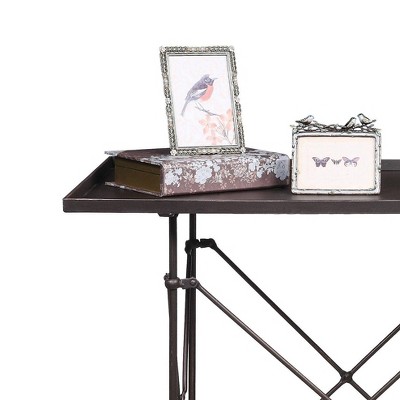 Elegant Bronze-Finish Metal Console Table with Storage Tray, 31.5"