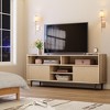 Garvee Wood TV Stand for 70 inch, Boho Entertainment Center with Storage and Fluted Sliding Doors for Living Room Bedroom, Oak - 3 of 4