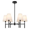 LamQee Large Farmhouse Wheel Chandelier Mid-century Pendant Fixture with Fabric Shades for Interior Lighting - 2 of 4
