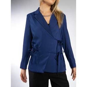Jess by Meiko Women's Notched Lapel Double Tie Wrap Blazer - 1 of 4