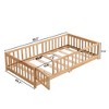 NicBex Kids Montessori Bed with Door,Full/Twin/Queen Size Floor Bed with Fence,Toddler bed for Bedroom Playroom,Brown/White/Gray - 3 of 4