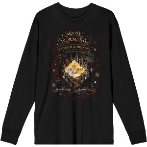 Harry Potter Marauder's Map Women's Black Long Sleeve Shirt - 1 of 2