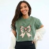 Simply Sage Market Women's Holly Leaves Coquette Short Sleeve Garment Dyed Tee - 2 of 4