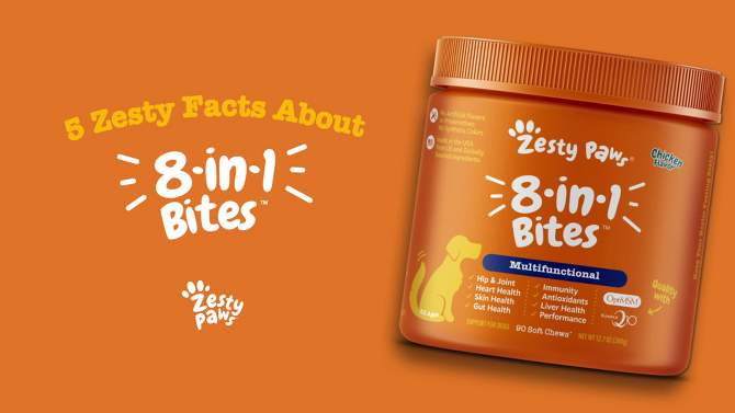 Zesty Paws 8-in-1 Multivitamin Bites for Dog Chicken Flavor - 60ct, 6 of 8, play video