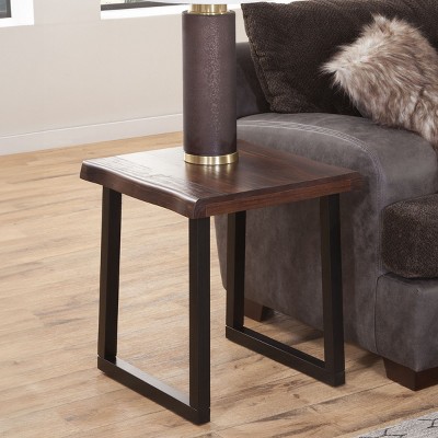 Syemin End Tables Rustic 2-Tier Side Table with Storage Shelf, Narrow Nightstand, Minimalist Accent Table, Farmhouse End Table, Brown, 22"*22"*24.25"