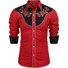 COOFANDY Men's Western Cowboy Shirt Long Sleeve Slim Fit Rose Embroidered Cotton Casual Button Down Shirts S-XXL - 4 of 4
