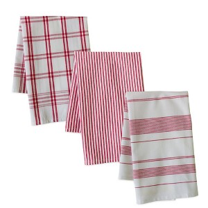 Melrose Red Striped Tea Towel (Set of 3) - 1 of 4
