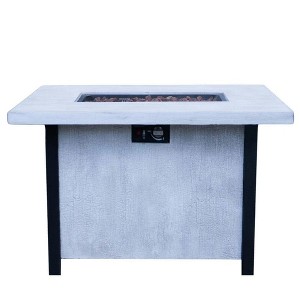 Resenkos 44" W x 25" H Outdoor Patio Propane Gas Fire Pit Table - 50,000 BTU High-temperature-resistant carving process White - 1 of 4