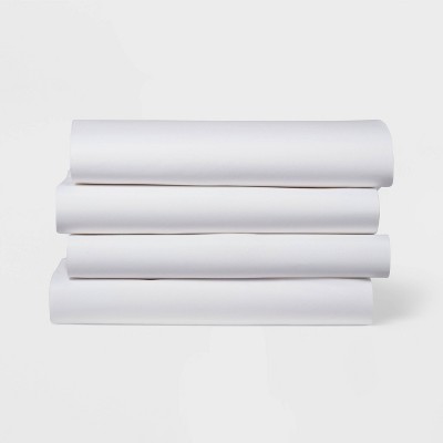 King 4pk Solid Microfiber Fitted Sheet White - Room Essentials™
