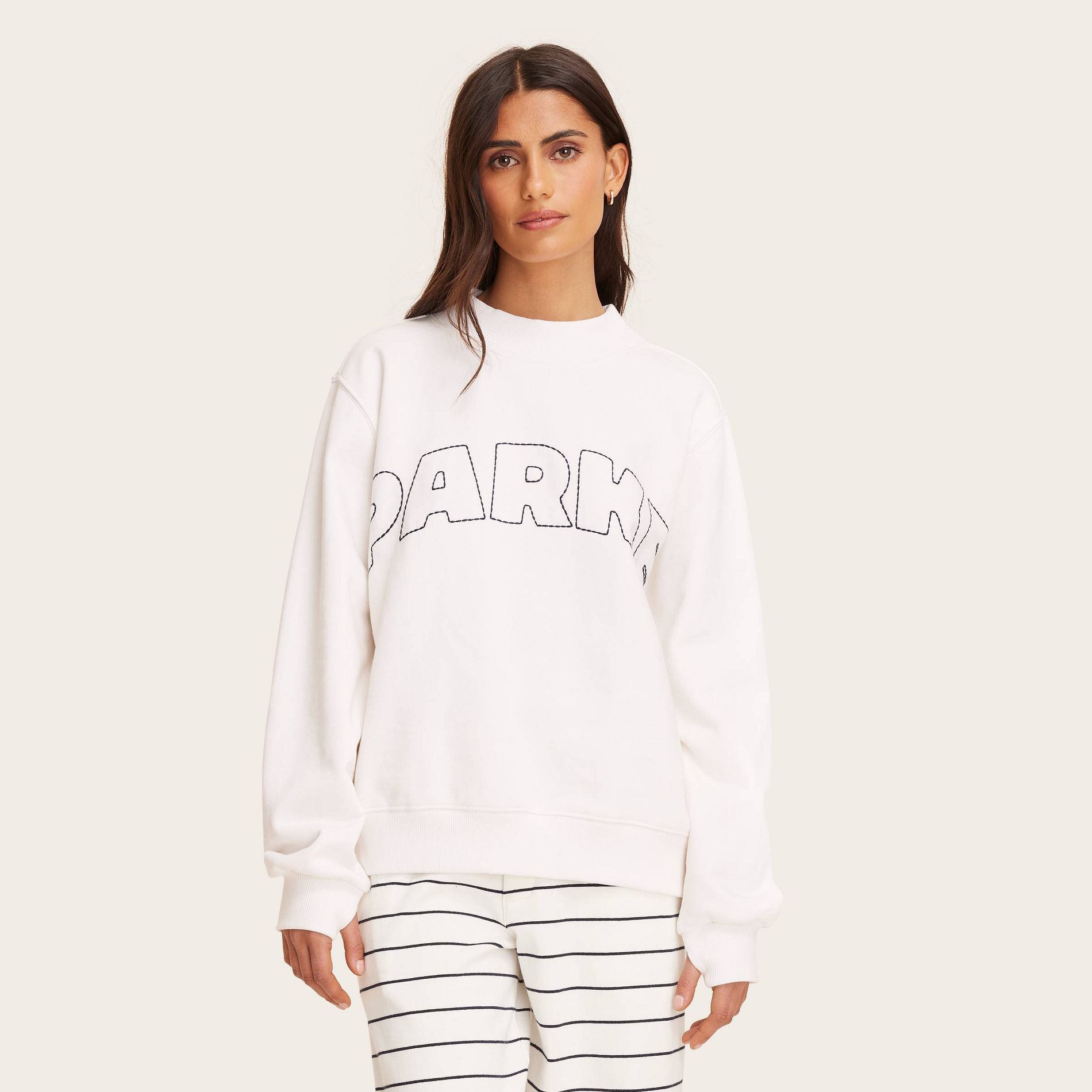 Women's Mockneck Pullover Sweatshirt - Parke x Target Cream