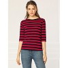 INSPIRE CHIC Women's Elbow Sleeves Boat Slim Fit Casual Stripe Animal Print Multi Floral Pattern T-Shirt - 4 of 4